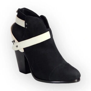 Rag & Bone Black  Two Tone Nubuck Belted Harrow Ankle Bootie 35